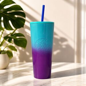 Starbucks Ombre 24oz Tumbler Blue Purple Aesthetic Reusable Travel Tropical‎